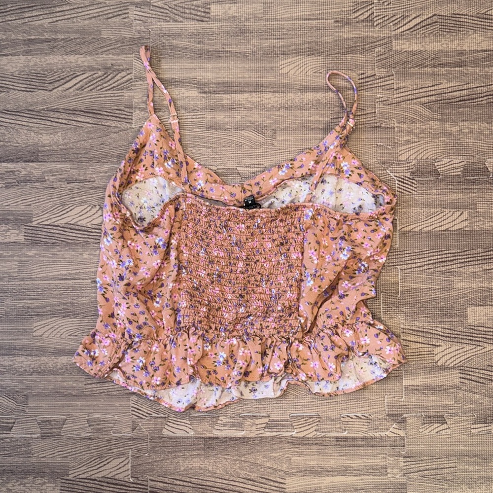 PAPERMOON FLORAL ORANGE TANK TOP  WITH ADJUSTABLE STRAPS SIZE MEDIUM - Picture 2 of 3